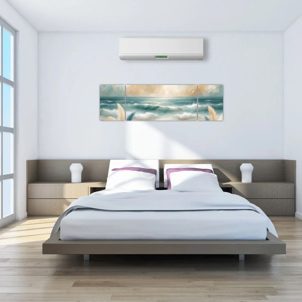Obraz – Malowana plaża w delikatnych kolorach (170x50 cm)