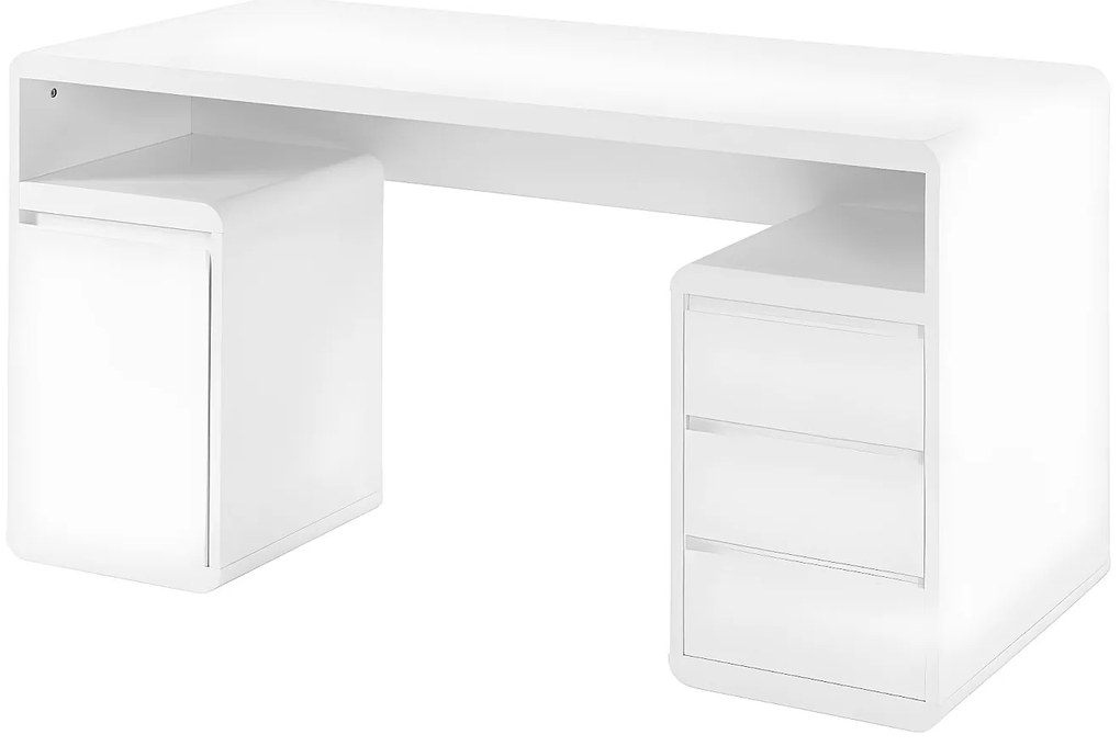 Biurko z miejscem do przechowywania SERGUEI - MDF lakierowane na biało