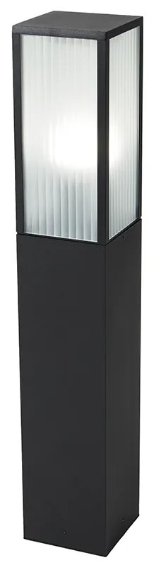 Zewnetrzna Inteligentna lampa podłogowa zewnętrzna czarna z żebrowanym szkłem 80 cm z WiFi A60 - Charlois Nowoczesny Oswietlenie zewnetrzne