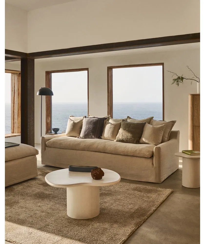 Beżowa lniana sofa 230 cm Zenira – Kave Home