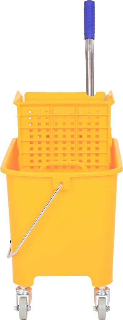HOMCOM Profesjonalny Wózek do Sprzątania z Wiadrem i Praską Kolor Żółty 63x27x67cm | Aosom PL