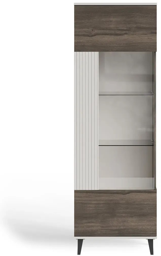 Witryna wysoka RANDOM 2 W-1 60cm orzech/kaszmirowa HALMAR