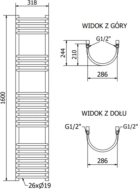 Mexen Eros grzejnik łazienkowy 1600 x 318 mm, 551 W, biały - W112-1600-318-00-20