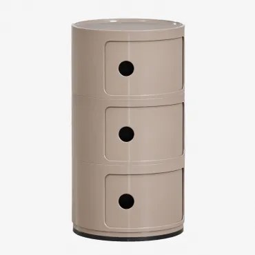 Okrągła Szafka Nocna Ø30 Cm Z Półkami Babel Moka Brown & 3 Szuflady - Sklum