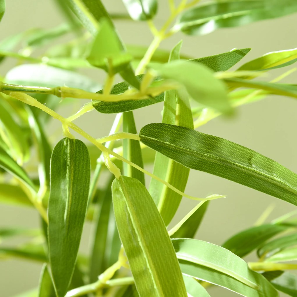 HOMCOM Sztuczna Roślina, Bambus, 3 Pnie, 830 Liści, Niskie Zapotrzebowanie na Pielęgnację, 180 cm, Cementowa Donica