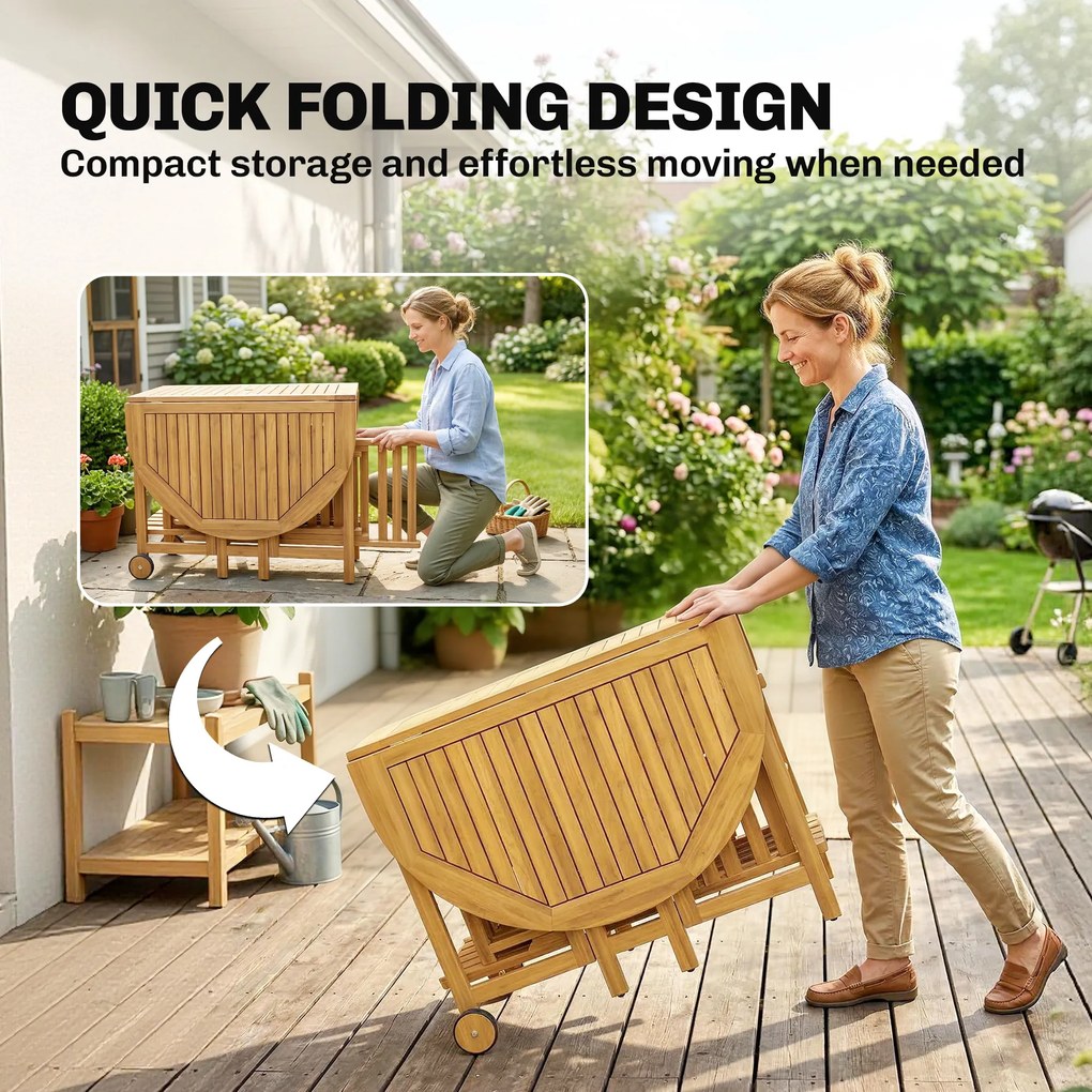 Outsunny Zestaw mebli ogrodowych FSC drewno 7-częściowy, rozkładany stół z 6 składanymi krzesłami, otwór na parasol, design lamelowy | Aosom PL