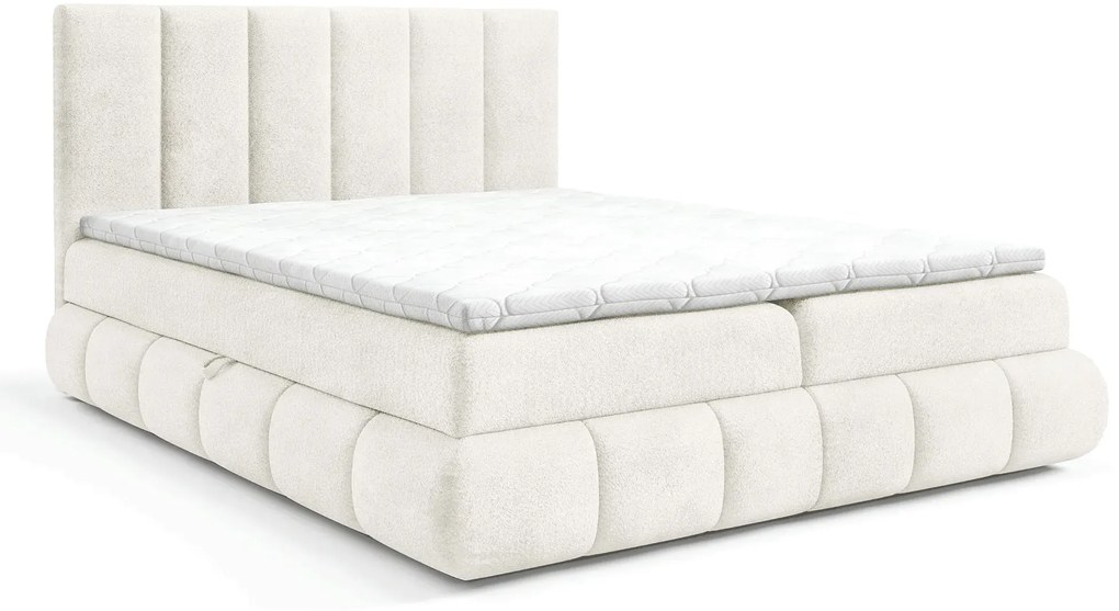 Kremowe tapicerowane łóżko kontynentalne 5 rozmiarów A4-M39