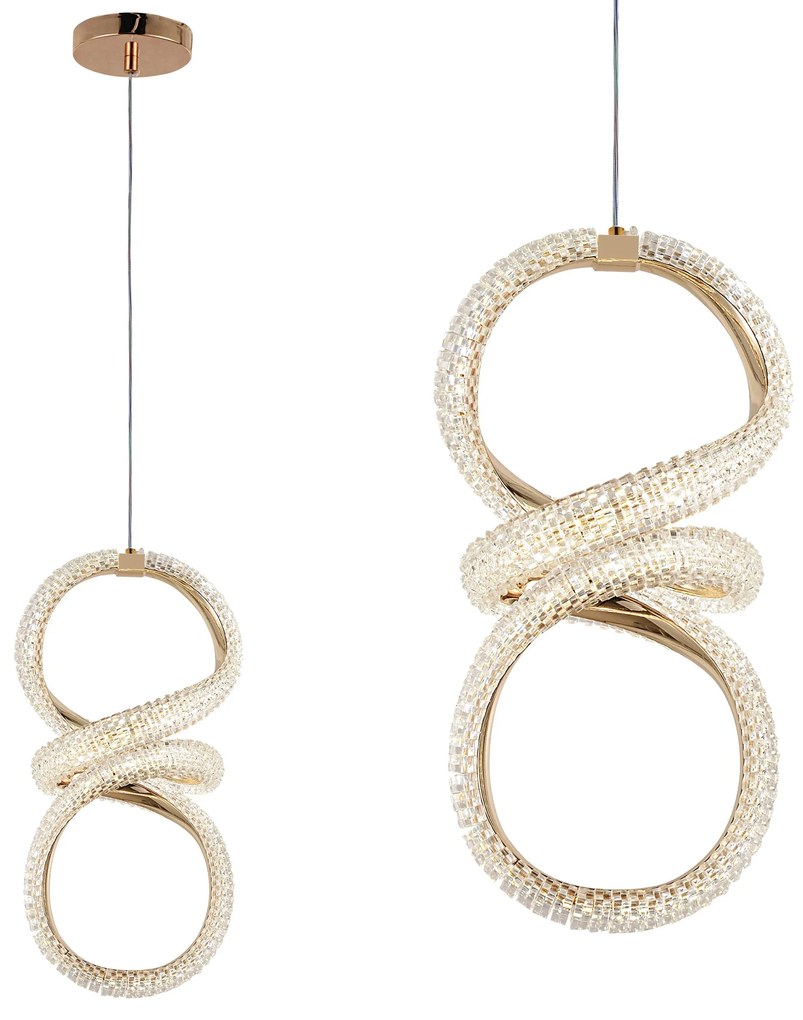 LAMPA WISZĄCA KRYSZTAŁOWA SPIRALA LED G070-CP Złota