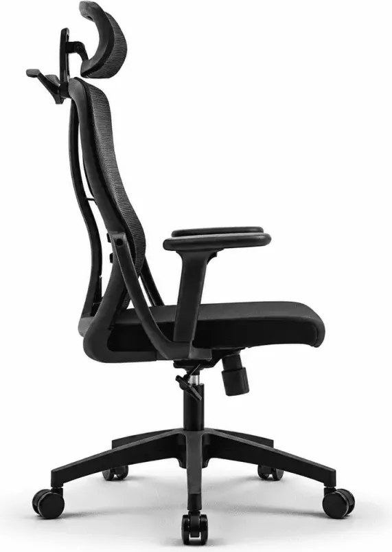 Ergonomiczny fotel burowy obrotowy Komoso – regulowany zagłówek, podłokietniki 3D