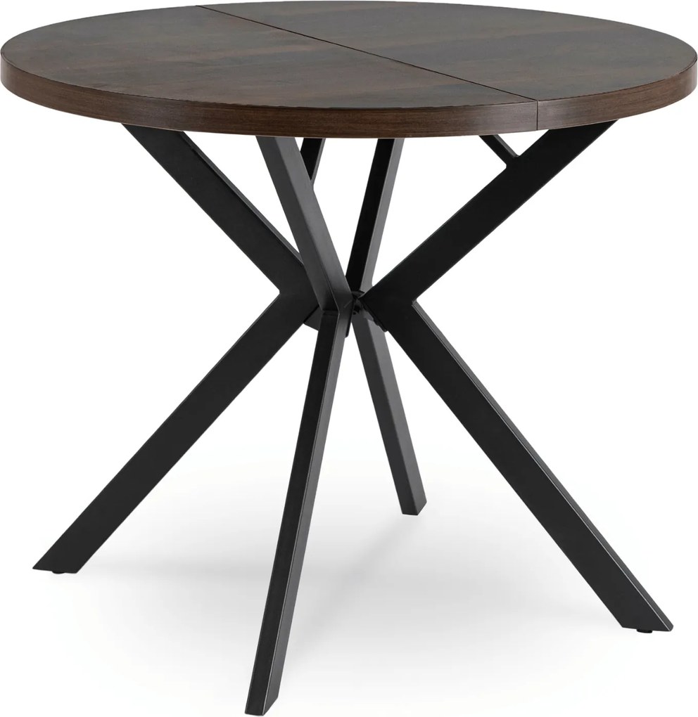 Stół rozkładany w stylu industrialnym Lugo 90-190 cm, orzech/czarny