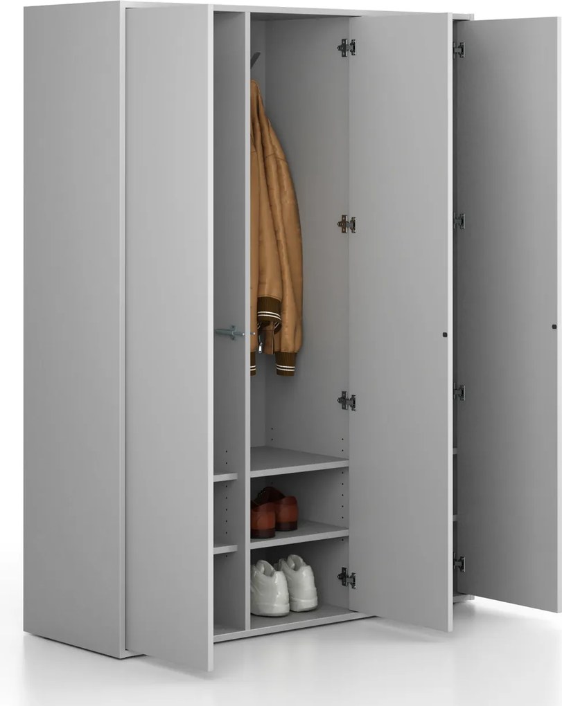 Szafka FRAME, 3 przedziały, 1299 x 450 x 1735 mm, PUSH-lock, szary
