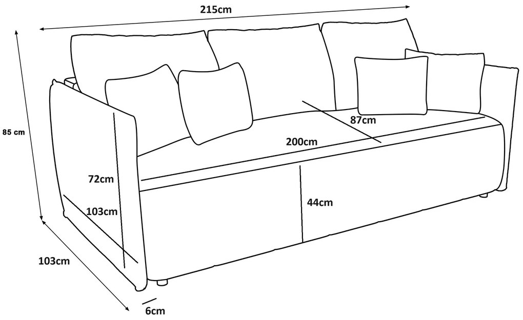 Czarna welurowa sofa tapicerowana z pojemnikiem H4-P61