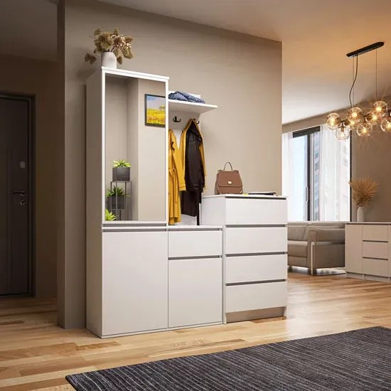 Biała garderoba z lustrem F9-D08