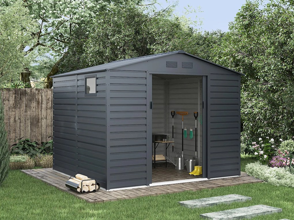 Szopa ogrodowa z ocynkowanej stali - Antracyt - 7,17 m² - ADELMO