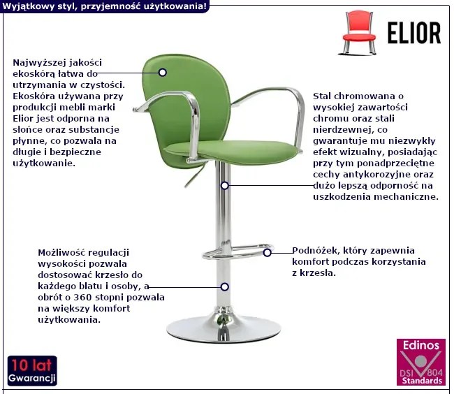 Zielone hokery z podłokietnikami - Ginosa 3X