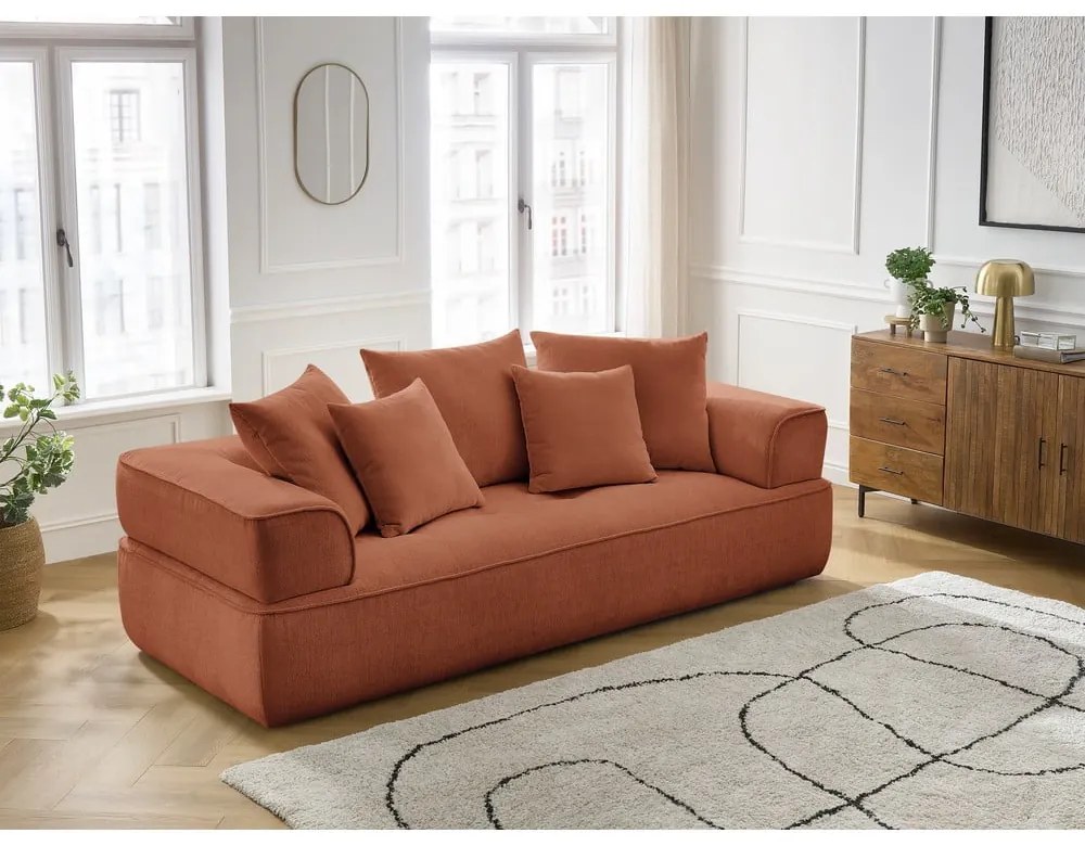 Sofa z tkaniny szenilowej w kolorze terakoty 237 cm Whesley – Bobochic Paris
