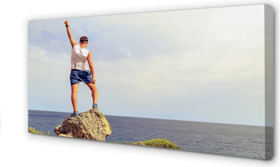 Obraz drukowany na płótnie Człowiek nad Morzem