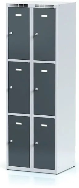 Alfa 3 Szafka skrytkowa S6, 6 schowków, 1800 x 600 x 500 mm, zamek obrotowy, drzwi ciemnoszare