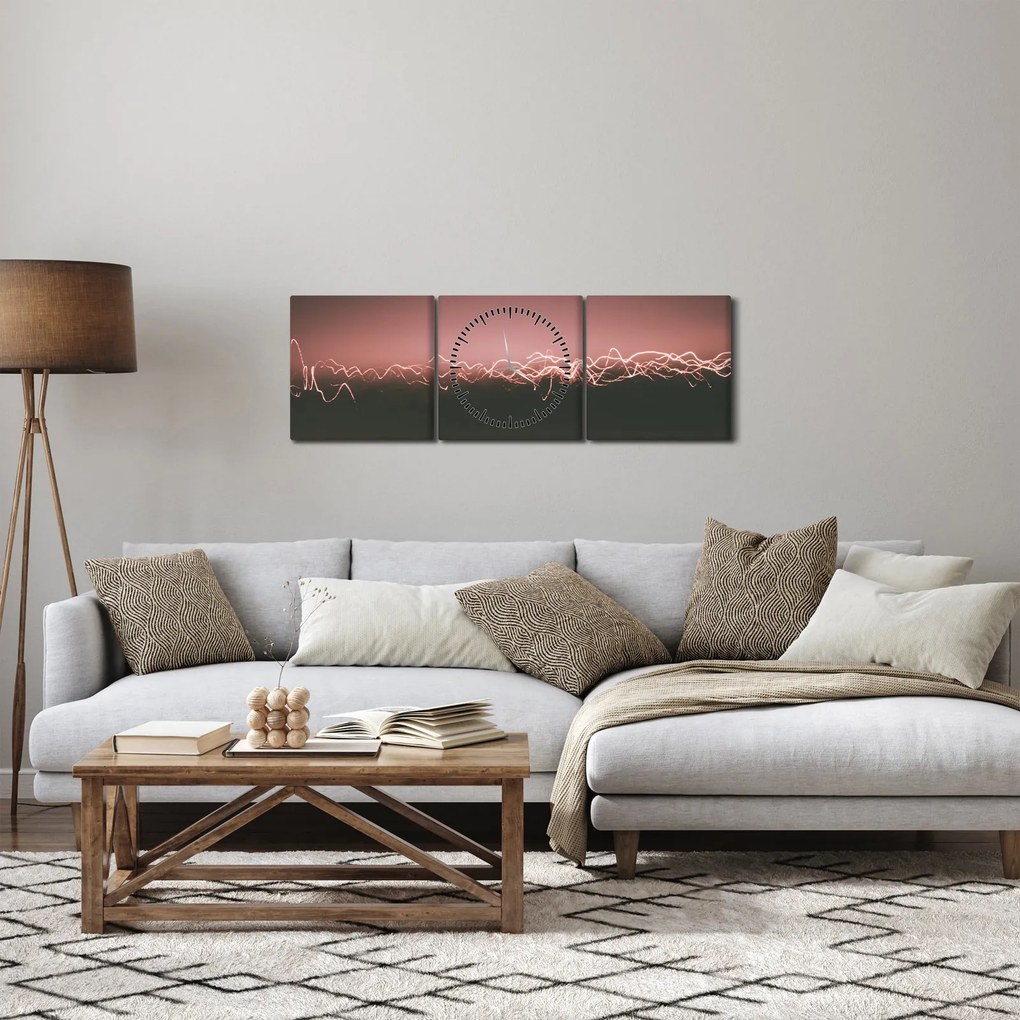 Abstrakcyjny obraz (z zegarem) (90x30 cm)