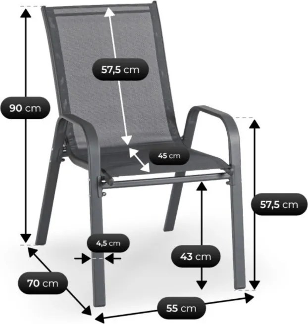 Zestaw Mebli Ogrodowych LIBERTY Szary 6 Krzeseł Stół Tarasowy Nowoczesny