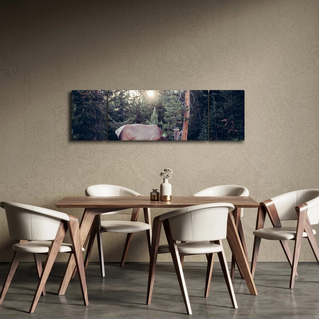 Obraz - Łoś na polanie (170x50 cm)