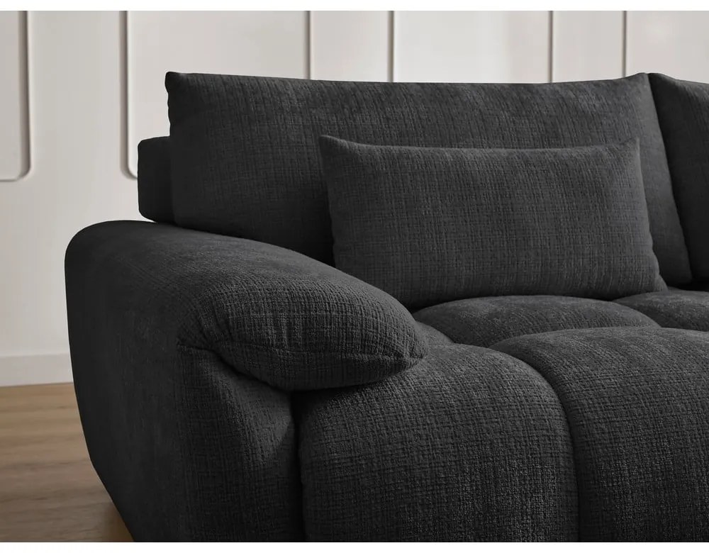 Czarna sofa z tkaniny szenilowej 264 cm Ivane – Bobochic Paris