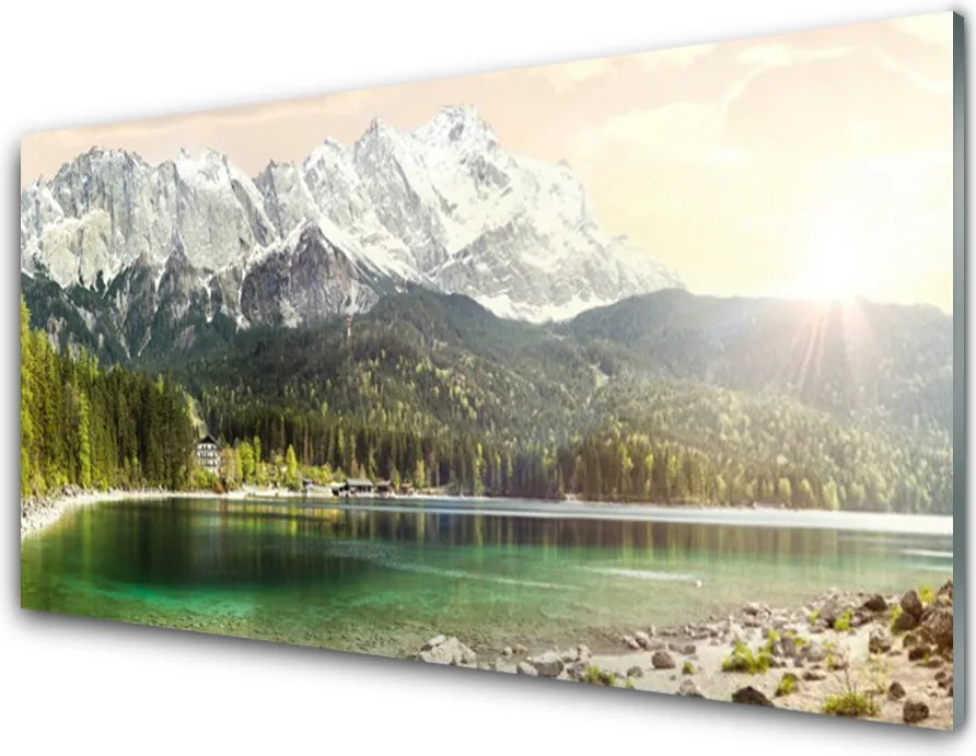 Szkło do Kuchni na Ścianę Alpejska Sielanka nad Jeziorem