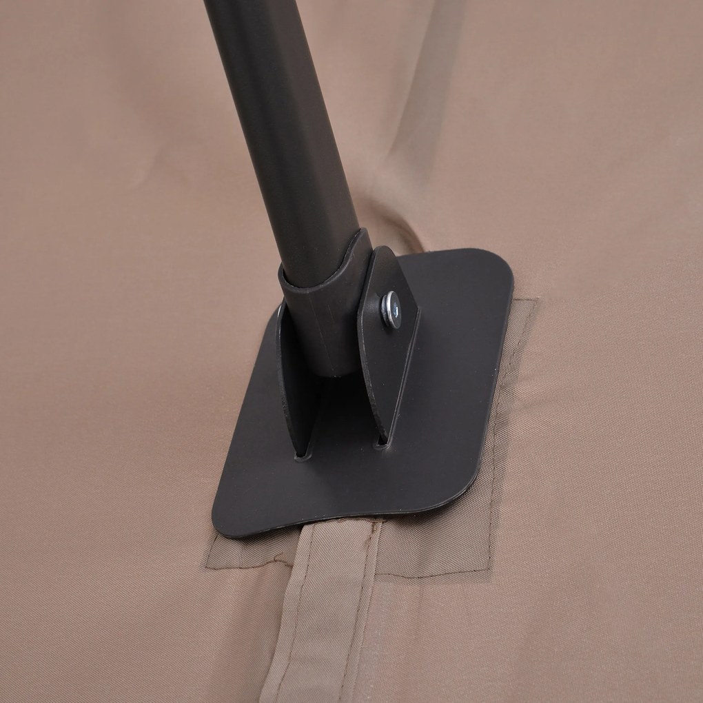 Outsunny Podwójny Parasol z Korbką Ochrona Przeciwsłoneczna Metal Brązowy Ogrodowy | Aosom PL