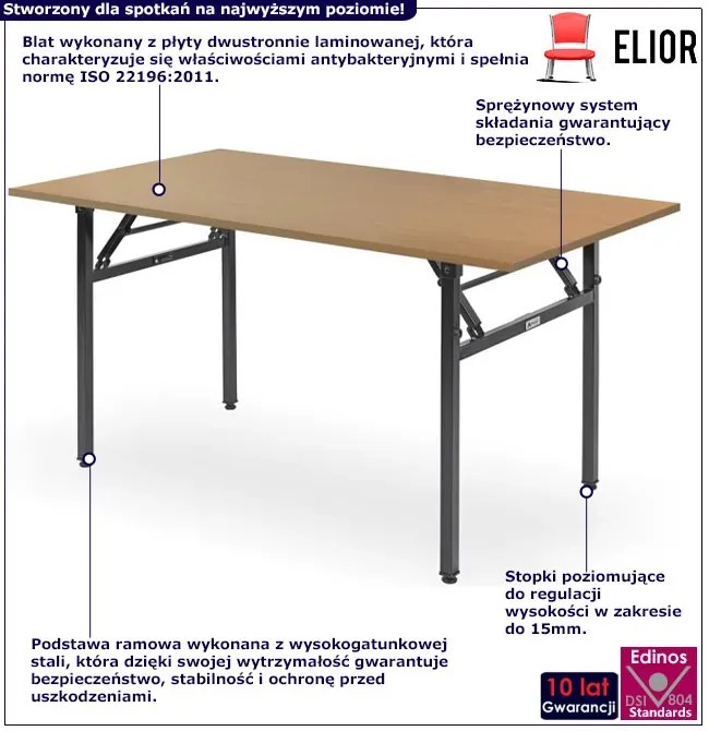Prostokątny stół konferencyjny składany buk - Vivrox 16 rozmiarów