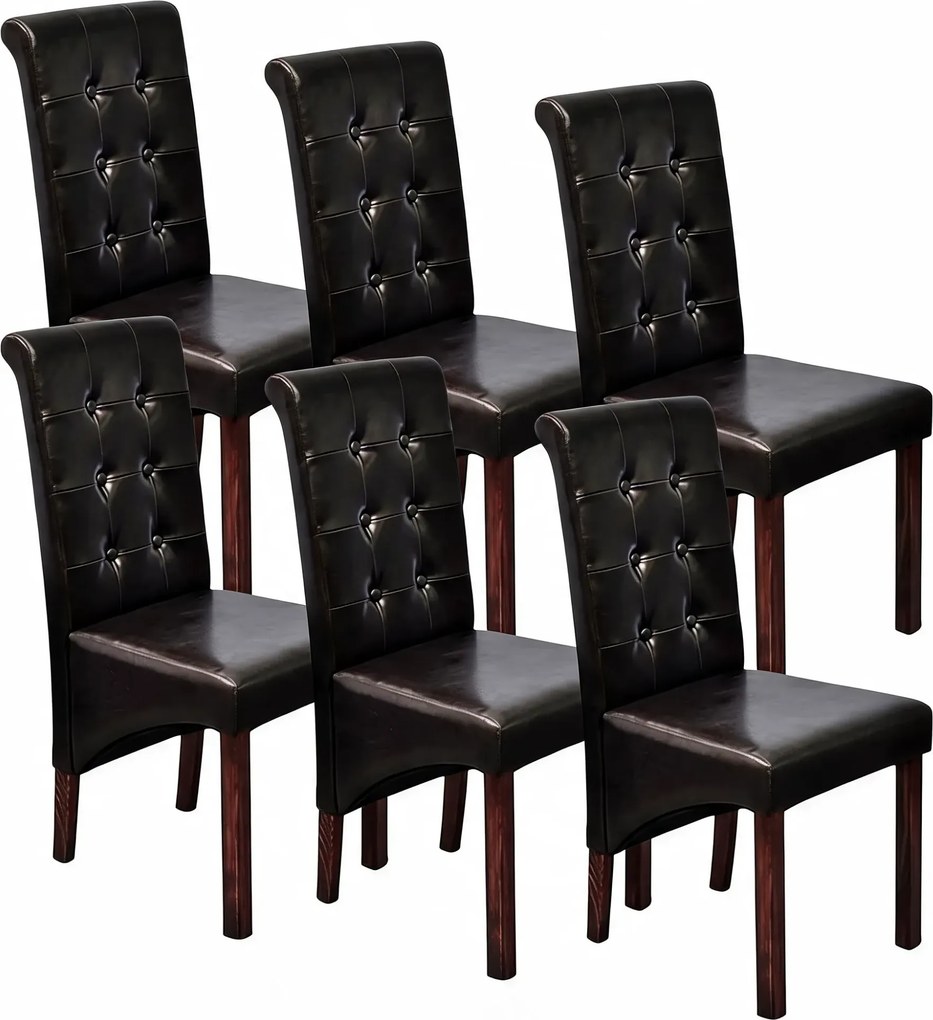 Komplet 6 tapicerowanych krzeseł pikowanych wenge S2-D38