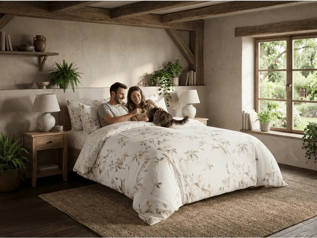 PrzytulneMieszkanie.pl PrzytulneMieszkanie.pl Pościel z mikrofibry LUNAVA kremowa Rozmiar pościeli: 70 x 90 cm | 140 x 200 cm