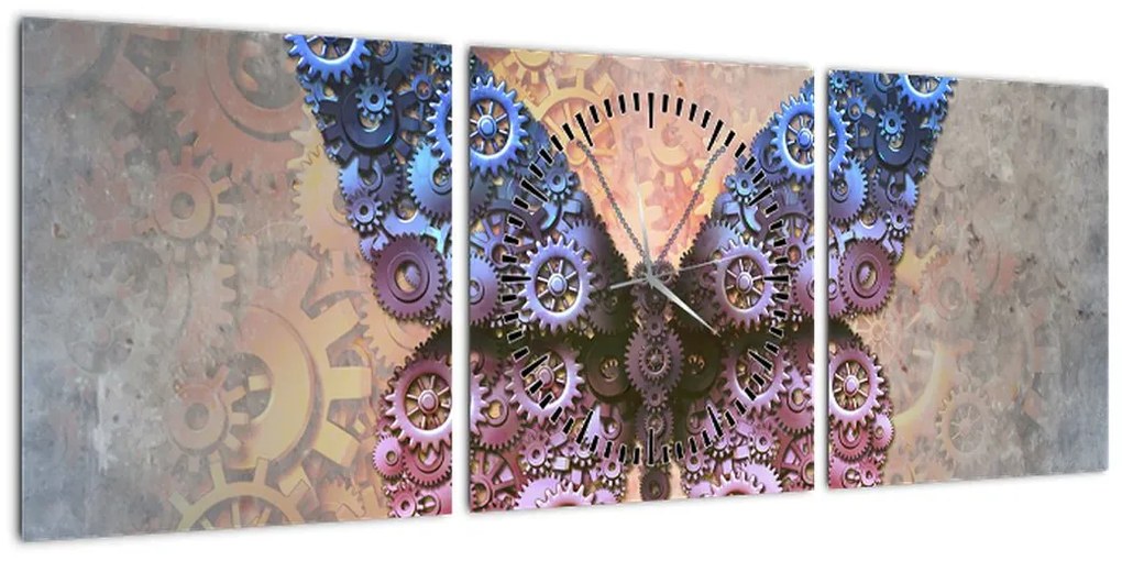 Obraz - Steampunk motyl (z zegarem) (90x30 cm)