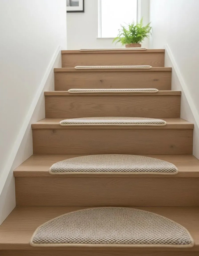 Klasyczne półokrągłe dywaniki na schody antracyt D5-F92