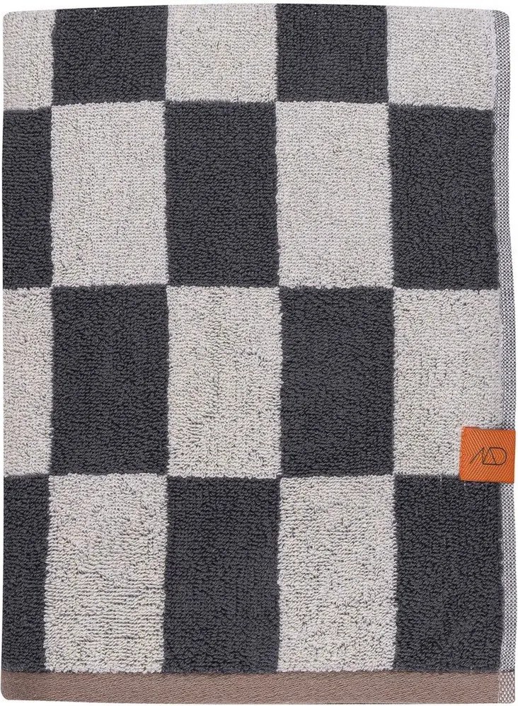 Antracytowo-beżowy ręcznik kąpielowy z bawełny organicznej frotte 70x133 cm Retro – Mette Ditmer Denmark