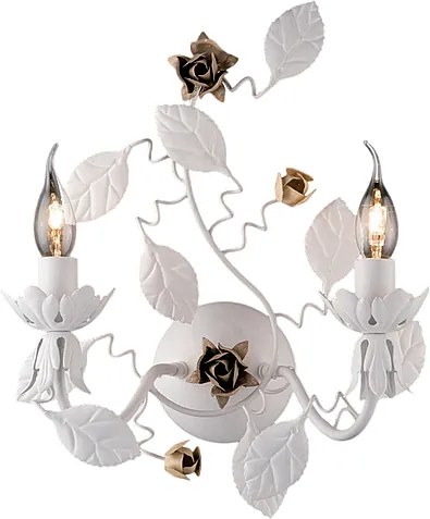 Piękna, dwupunktowa lampa ścienna z żelaza lakierowanego na biało w stylu shabby chic, .37 P.21 BL196-AP2-BCO