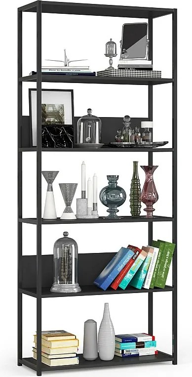 Regał industrialny AKORD metalowy Czarny 80 cm kolor Czarny mat 6 półek 80x32x192 cm