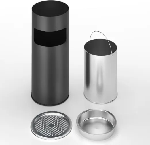 Kosz na śmieci z popielniczką, 17 l, czarny