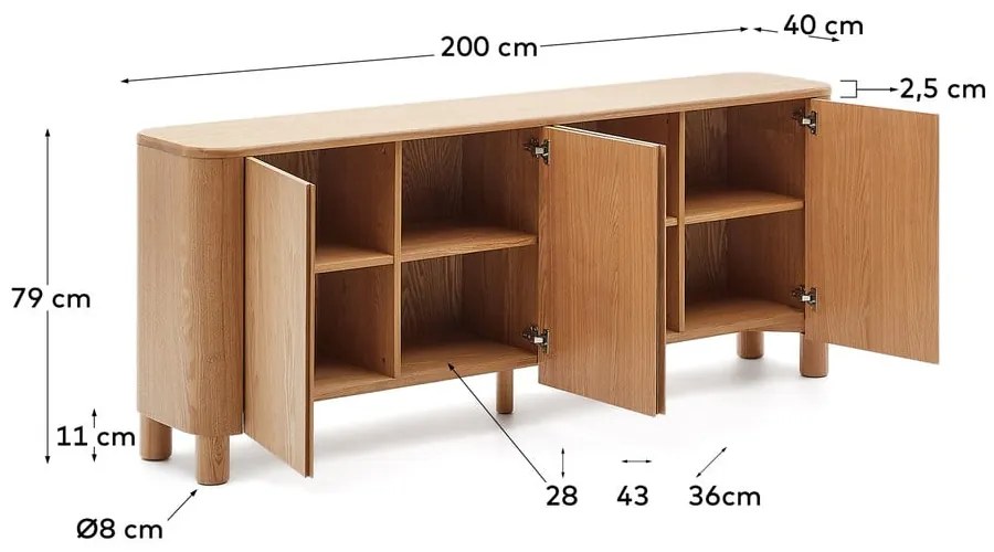 Komoda w dekorze jesionu w naturalnym kolorze 200x79x40 cm Salaya – Kave Home