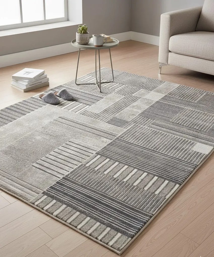 Elegancki popielaty dywan w nowoczesnym stylu K1-A53