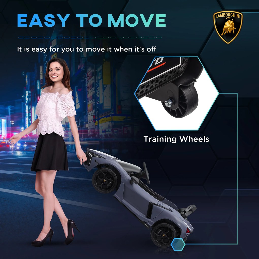 AIYAPLAY Elektryczny samochód dla dzieci 3-5 lat, płynny napęd, zdalnie sterowany, z klaksonem, plastik i metal, szary