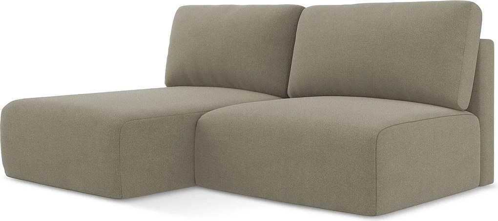 Otwarty Lewy narożnik z funkcją spania - z tkaniny strukturalnej - ciemny beż - KONA