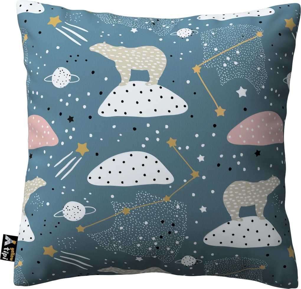 Poszewka Kinga na poduszkę kolor niebieski tkanina wzorzysta