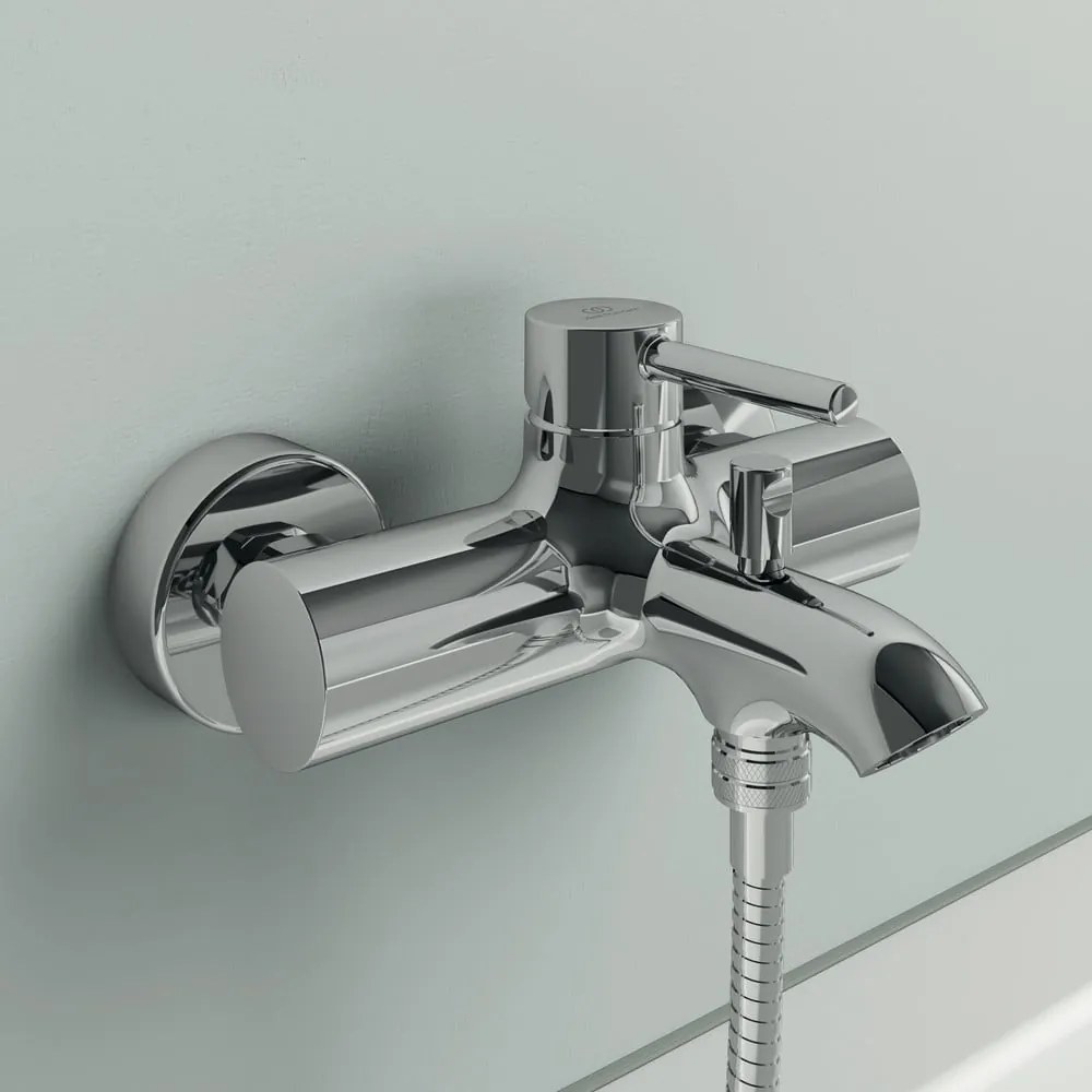 Wannowa bateria ścienna w kolorze srebra z połyskiem Ceraline – Ideal Standard