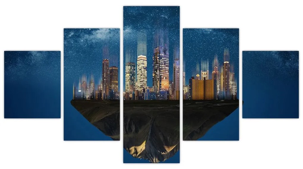 Obraz - Wielkie miasto unoszące się w kosmosie (125x70 cm)