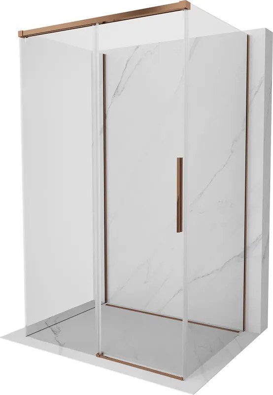 Mexen Rox-3S kabina prysznicowa 3-ścienna rozsuwana 135 x 90 cm, transparent, różowe złoto - 8C2-135-090-60-00-3S