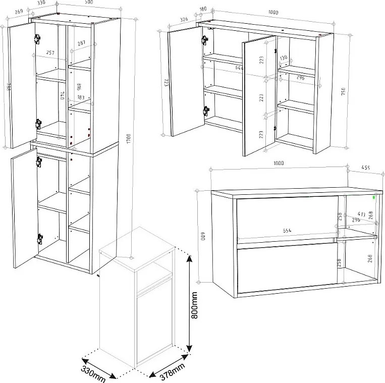 Zestaw mebli łazienkowych biały 60x45x100 viola