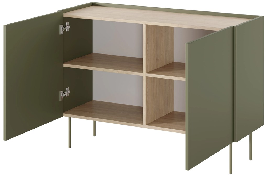 Komoda Desin 120 cm dwudrzwiowa - oliwka / dąb nagano