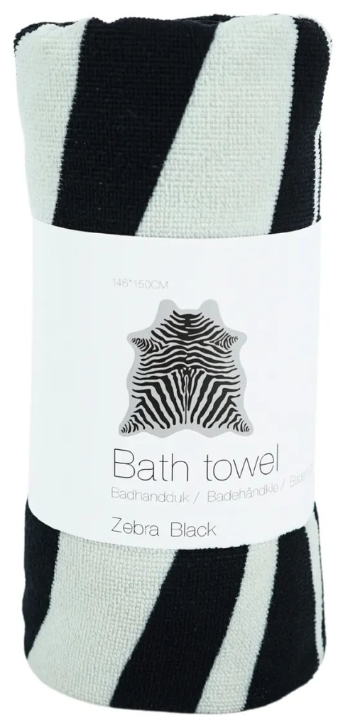 Ręcznik kąpielowy ZEBRA, czarno-biały
