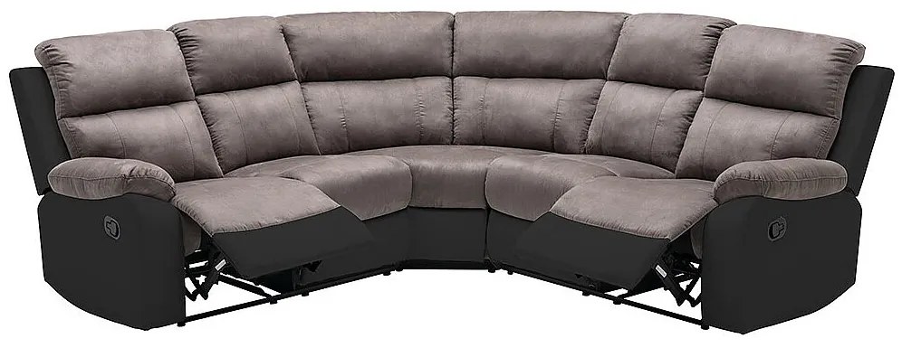 Kanapa narożna z funkcją relax szaro-czarna z mikrofibry i ekoskóry TOLZANO