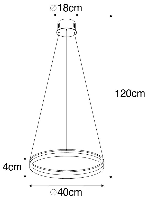 Designerska lampa wisząca złota 40 cm z wbudowanym LED-em 3-stopniowy ściemniacz - Anello